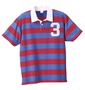Champion ラガーシャツ半袖 レッド×ブルー: