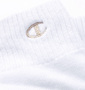 Champion 金刺繍クォーターレングス3Pソックス ホワイト: