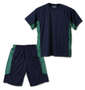 Mc.S.P 吸汗速乾半袖Tシャツ+ハーフパンツ ネイビー×グリーン: