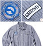 OUTDOOR PRODUCTS ワッペン付ロールアップシャツ ネイビー: