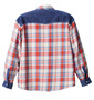 OUTDOOR PRODUCTS デニム切替チェック長袖シャツ オレンジ系:
