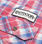 OUTDOOR PRODUCTS ワッペン付チェック半袖シャツ レッド×ネイビー: