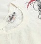 絡繰魂 和柄ラグランTシャツ半袖 オフホワイト: クルーネック