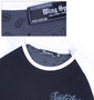 WING SPREAD 七分袖ラグランTシャツ ブラック×ホワイト: