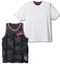 b-one-soul 総柄タンクトップ+Tシャツ半袖 ブラック×ホワイト: