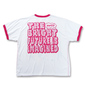 RIMASTER フロッキー&昇華転写プリント半袖Tシャツ ホワイト×ピンク: バックスタイル