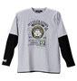 ENDURE フェイクレイヤード長袖Tシャツ モクグレー×ブラック: