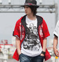b-one-soul パーカー+Tシャツ(半袖) レッド×ホワイト: