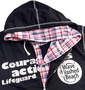 LIFE GUARD フェイクレイヤード半袖フルジップパーカー ブラック:
