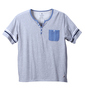 Free gate 袖ライン半袖YヘンリーTシャツ モクグレー: