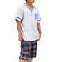 Free gate 袖ライン半袖YヘンリーTシャツ モクグレー: