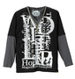 WILD LIFE ジップ使いフェイク長袖VTシャツ ブラック×チャコール: