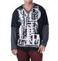 WILD LIFE ジップ使いフェイク長袖VTシャツ ブラック×チャコール: