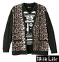 WILD LIFE 総柄切替カーディガン+半袖VTシャツ ブラウン系×ブラック: