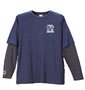 豊天 フェイクレイヤード長袖Tシャツ ネイビー×チャコール: