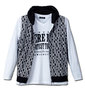 WILD LIFE 総柄パーカーベスト+長袖VTシャツ ホワイト×ブラック:
