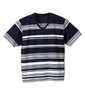 Beno ランダムボーダー半袖VTシャツ ネイビー×オフホワイト: