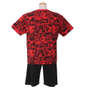 SHOCK NINE 総柄半袖Tシャツ+ミニ裏毛ハーフパンツ レッド×ブラック: バックスタイル