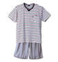 a.v.v HOMME 梨地ボーダー半袖Tシャツ+ハーフパンツ オフホワイト×モクグレー: