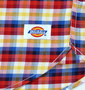 DICKIES チェック半袖シャツ レッド×ブルー: フロント裾ブランドネーム