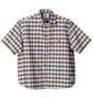 DICKIES チェック半袖シャツ ブルー×オレンジ: