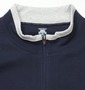 DESCENTE ハーフジップスムースシャツ ネイビー: フロントジップ