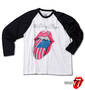 ROLLING STONES ラグランTシャツ(長袖) オフホワイト×ブラック