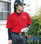 FILA GOLF ベア鹿の子半袖シャツ+ハイネック長袖Tシャツ レッド×ブラック