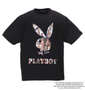 PLAYBOY カラー分解プリント&刺繍半袖Tシャツ ブラック