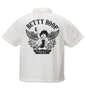 BETTY BOOP 鹿の子プリント&刺繍ウイング&ローズ半袖ポロシャツ オフホワイト: バックスタイル
