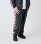 Mc.S.P モザイクプリント切替ジャージパンツ チャコール×レッド: 身長：182cm/ウエスト：114cm/着用サイズ：3L