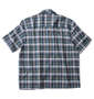 OUTDOOR PRODUCTS チェックオープンカラー半袖シャツ ネイビー系: バックスタイル