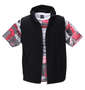 BEAUMERE ノースリーブフルジップパーカー+総柄半袖Tシャツ ブラック×レッド: