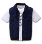RIMASTER カスレボタニカル総柄ノースリーブパーカー+半袖Tシャツ ロイヤルブルー×ホワイト