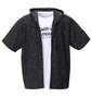 launching pad スラブリップル半袖フルジップパーカー+半袖Tシャツ ブラック杢×ホワイト: