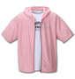 launching pad スラブリップル半袖フルジップパーカー+半袖Tシャツ ピンク杢×ホワイト