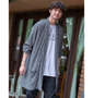 launching pad 甘編み杢テレココーディガン+半袖Tシャツ ブラック杢×ホワイト