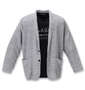 launching pad スラブ杢ワッフルショールジャケット+半袖Tシャツ ホワイト杢×ブラック: