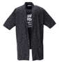 launching pad スラブリップル五分袖コーディガン+半袖Tシャツ ブラック杢×ブラック: