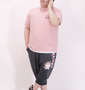 NECOBUCHI-SAN 天竺半袖Tシャツ+カチオン七分丈サルエルパンツ ピンク×ブラック杢: