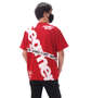b-one-soul モードBIGロゴ半袖Tシャツ レッド: モデル着用バックスタイル
