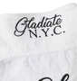 GLADIATE 刺繍ブロックジャガード半袖ポロシャツ ホワイト: 襟裏刺繍
