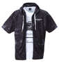 BEAUMERE マーブル総柄半袖フルジップパーカー+半袖Tシャツ ブラック×ホワイト