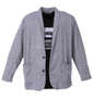 launching pad ショールジャケット+半袖Tシャツ ホワイト杢×ブラック: