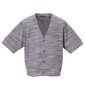 COLLINS カットバニラン五分袖カーディガン+半袖Tシャツ メランジグレー×ブラック: カーディガン