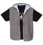 COLLINS メッシュボーダーノースリーブフルジップパーカー+半袖Tシャツ チャコール×ブラック: