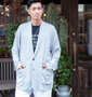 launching pad ショールジャケット+半袖Tシャツ ライトグレー杢×ブラック: