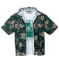 COLLINS メッシュボタニカル柄プリント半袖フルジップパーカー+半袖Tシャツ グリーン系×ホワイト: