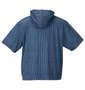 COLLINS メッシュヒッコリー風プリント半袖フルジップパーカー+半袖Tシャツ ネイビー×ホワイト: バックスタイル