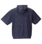 COLLINS メッシュヒッコリー風プリント半袖フルジップパーカー+半袖Tシャツ ブラック×ブラック: バックスタイル